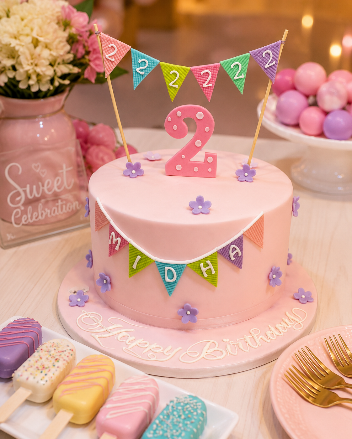 Pink Theme Cake For Girl